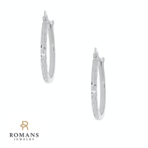 Textured Hoop Earrings 10K White Gold 18MM