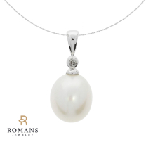 Pearl Diamond Pendant 10K White Gold 0.01CTW