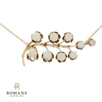 Vintage Opal Pendant Necklace 10K Yellow Gold