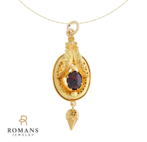 Garnet 14K Yellow Gold Pendant 1880's 0.70CT