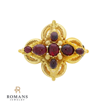 Garnet 1880's Victorian Era 14K Yellow Gold Pendant 8.95CTW