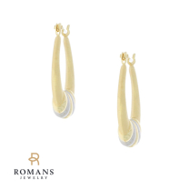 Hoop Hollow Earrings 14K Two Tone