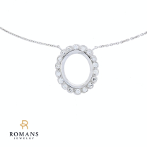 Oval Diamond Pendant Necklace 14K White Gold 0.35CTW