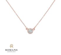 14K Rose Gold Bezel Set Diamond Necklace 0.33ctw