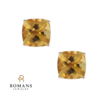 14K Rose Gold Citrine Stud Earrings 5.44CT
