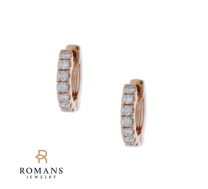 14K Rose Gold Diamond Huggie Earrings