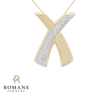 Letter "X" Pendant Necklace Slide 14K TT
