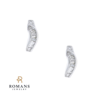 Baguette Curved Stud Earrings 14KW .44CTW