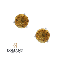 14K White Gold Citrine Stud Earrings 
