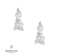 Vintage Diamond Filigree 14K White Gold Earrings