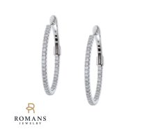 Diamond Hoop Earrings 14K White Gold .49 CT 