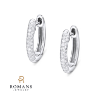 14K White Gold Diamond Huggie Earrings