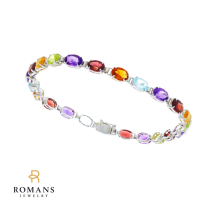 Multi Color Gemstone Bracelet 14K White Gold