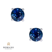 Sapphire Stud Earrings 14K White Gold .97CTW