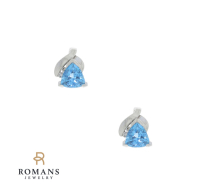 Topaz Diamond Stud Earrings 14K White Gold 