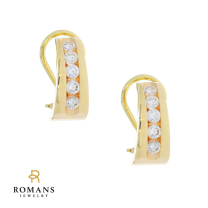 14K Yellow Gold Diamond Hoop Earrings 