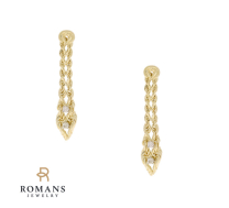 Rope Chain Diamond Earrings Dangle 14KY .08CTW