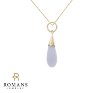Lavender Teardrop Pendant 14K Yellow Gold