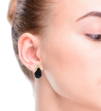 Onyx Earrings 14K Yellow Gold