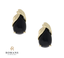 Onyx Earrings 14K Yellow Gold
