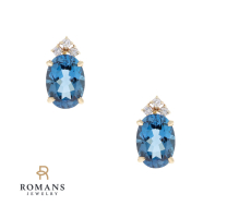 Blue Topaz Diamond Earrings 14KY 14.68CTW Topaz 0.30CTW Dia.