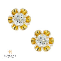 Diamond Stud Butter Cup Setting 14K Yellow Gold .50ctw 