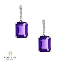 Amethyst Diamond Dangle Earrings 14K White Gold ( 6.35 ct. tw.)