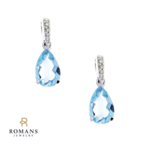 Aquamarine Diamond Drop Earrings 14K White Gold