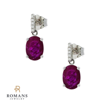 Ruby Diamond Earrings 14K White Gold