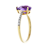 Pear Amethyst Diamond Ring 14K Yellow Gold Ring 2.44CTW