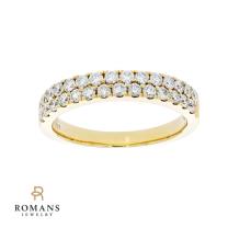 Double Diamond Row Band 18K Yellow Gold .79CTW