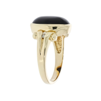 Onyx Diamond 14K Yellow Gold Ring 0.08CTW