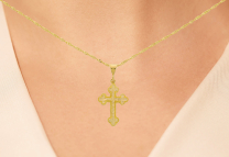 Cross Pendant w/ Rope Chain 21K Yellow Gold 