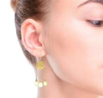 22K Gold Lemon Quartz Dangling Earrings
