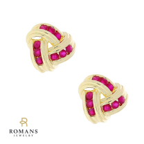 Ruby Knot Earrings 14K Yellow Gold 1.00CTW