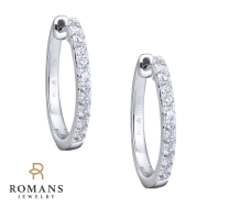 Diamond Oval Hoop Earring 14K White Gold 