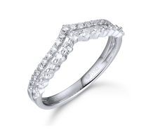 Double Chevron Diamond Band 14K White Gold