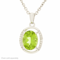 14K Peridot Diamond Pendant