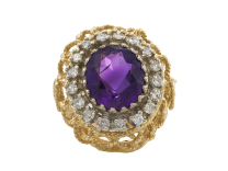 14K Amethyst Diamond Ring