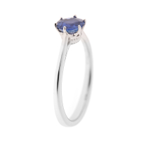 Doublet Blue Sapphire Solitaire 14K White Gold Ring