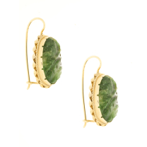 14K Carved Jade Dangle Earrings