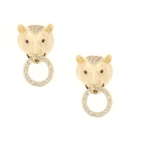 14K Leopard Diamond Ruby Earrings