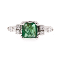 Platinum Diamond & Emerald Ring