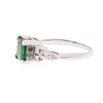 Platinum Diamond & Emerald Ring