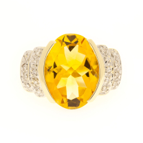 14K Filigree Citrine Diamond Ring