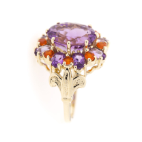 Royal Amethyst Mexican Fire Opal 14K Ring