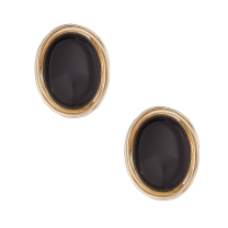 Oval Bezel Black Onyx Stud 14K Earrings