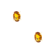 Oval Citrine 14K Yellow Gold Stud Earrings