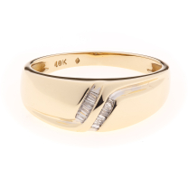 Men's Baguette Diamond 10K Yellow Gold Band