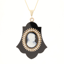 Victorian 1880's Onyx & Cameo Pendant